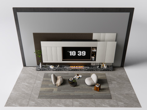 TV wall 6 Model 3D