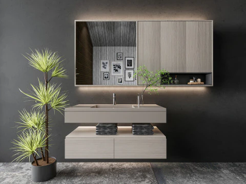 Waschtisch-Badezimmerset 00 3D Modell