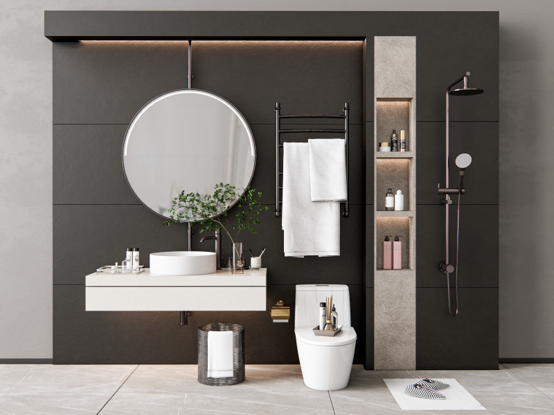 Vanity bathroom set 2 3D Model .c4d .max .obj .3ds .fbx .stl .blend