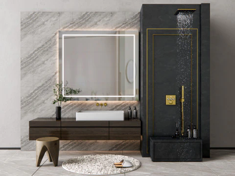 Waschtisch-Badezimmerset 4 3D Modell