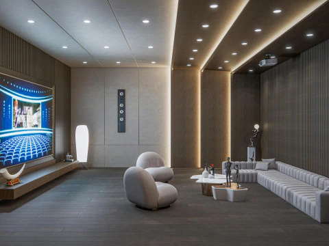 Sala audiovisual de entretenimento dom&eacute;stico Cinema em casa 1 Modelo 3D