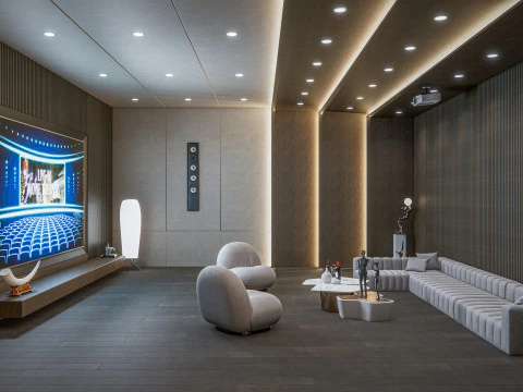 Sala audiovisual de entretenimento dom&eacute;stico Cinema em casa 1 Modelo 3D