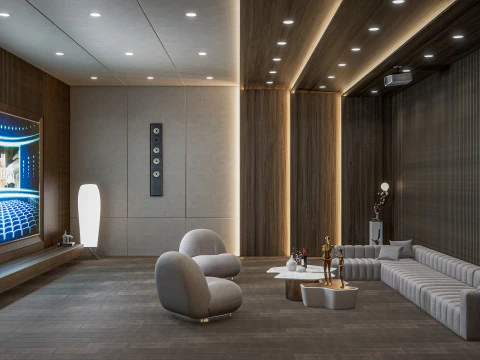 Sala audiovisual de entretenimento dom&eacute;stico Cinema em casa 1 Modelo 3D