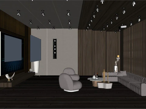 Sala audiovisual de entretenimento dom&eacute;stico Cinema em casa 1 Modelo 3D