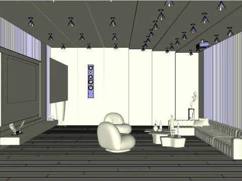 Sala audiovisual de entretenimento dom&eacute;stico Cinema em casa 1 Modelo 3D