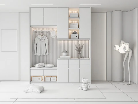 Perabotan koridor aula masuk lorong masuk 10 Model 3D