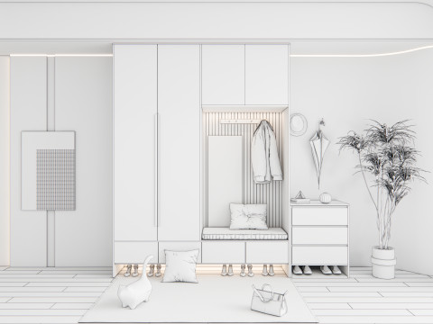 Entryway hallway entrance hall corridor furniture 14 3D Model