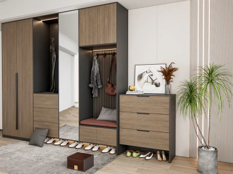 Entryway hallway entrance hall corridor furniture 15 3D Model