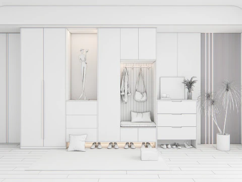 Entryway hallway entrance hall corridor furniture 15 3D Model