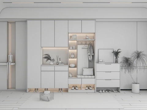 Entryway hallway entrance hall corridor furniture 18 3D Model