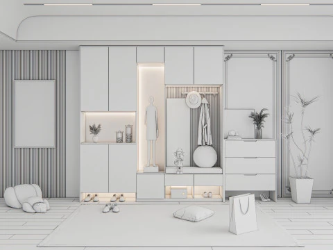 Entryway hallway entrance hall corridor furniture 22 3D Model