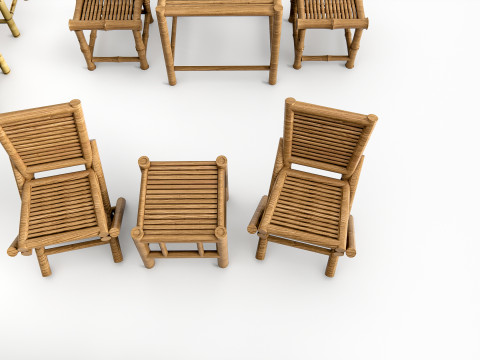 Bamboo table and chair 1 3D in 3DExport