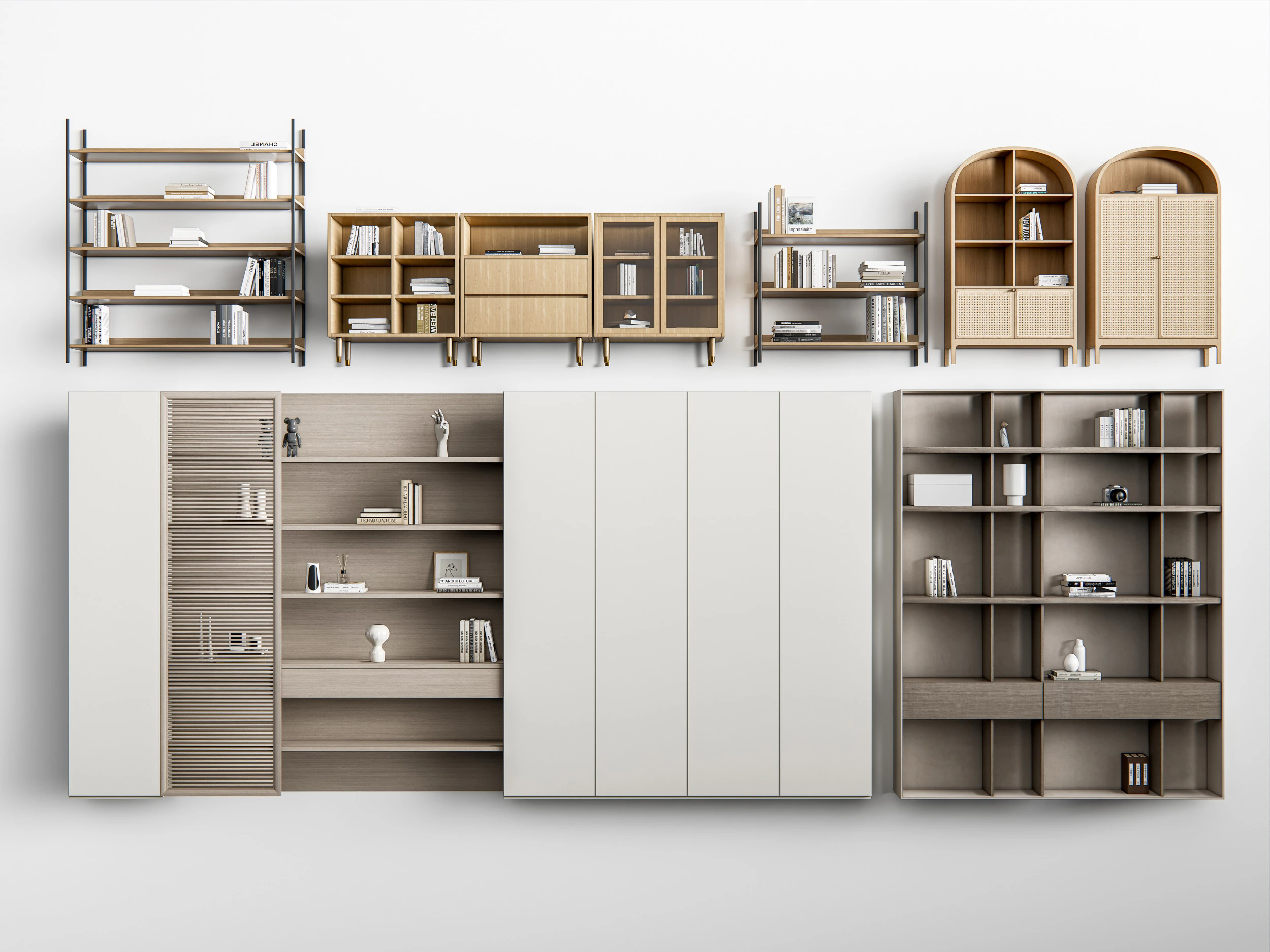 Bookcase 3 3D Model .c4d .max .obj .3ds .fbx .stl .blend 