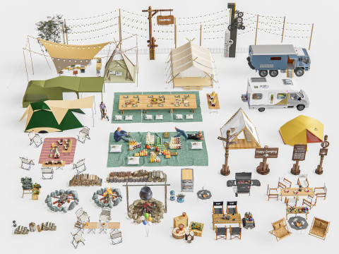 Camping Outdoor Gear pack 4 3Dモデル