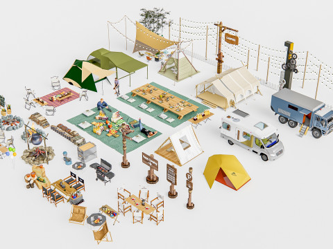 Camping Outdoor Gear pack 4 3Dモデル