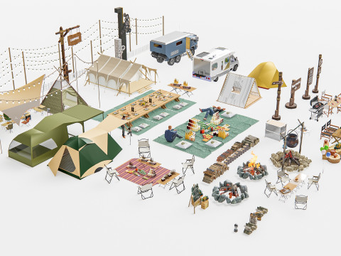 Camping Outdoor Gear pack 4 3Dモデル