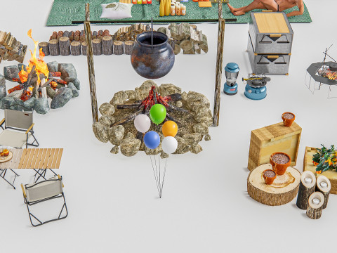 Camping Outdoor Gear pack 4 3Dモデル