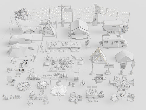 Camping Outdoor Gear pack 4 3Dモデル