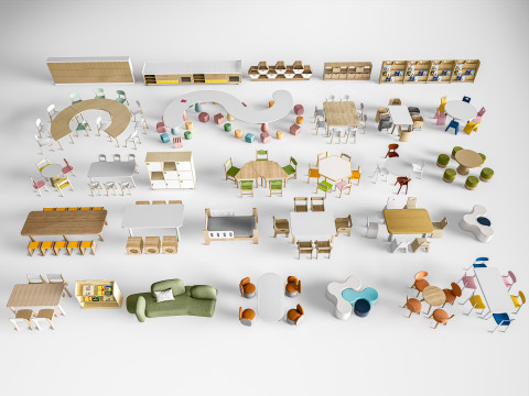 Children table and chairs 1 3Dモデル