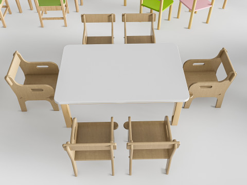 Children table and chairs 1 3D-Modell