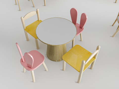Children table and chairs 1 3D-Modell