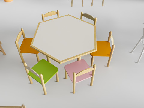 Children table and chairs 1 3D-Modell