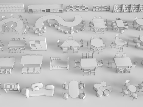 Children table and chairs 1 3D-Modell