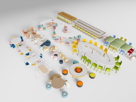 Children table and chairs 2 3D-Modell