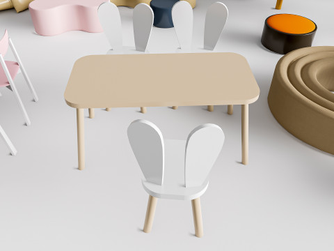 Children table and chairs 2 3D-Modell