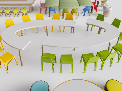 Children table and chairs 2 3D-Modell