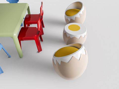 Children table and chairs 2 3D-Modell