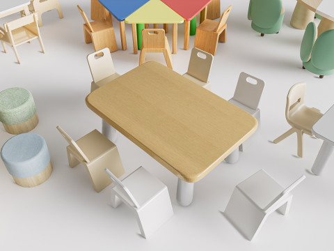 Children table and chairs 3 3D-Modell
