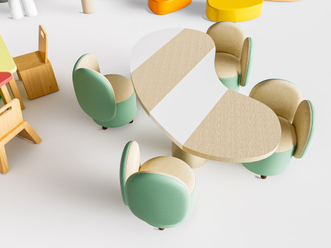 Children table and chairs 3 3D-Modell