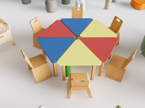 Children table and chairs 3 3D-Modell