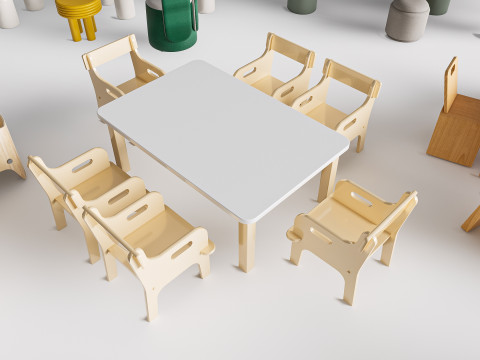 Children table and chairs 3 3D-Modell