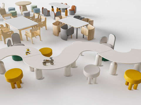 Children table and chairs 3 3D-Modell