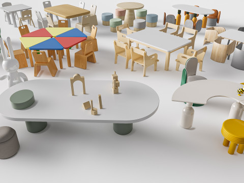 Children table and chairs 3 3D-Modell