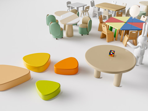 Children table and chairs 3 3D-Modell