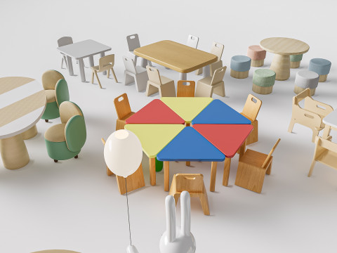 Children table and chairs 3 3D-Modell
