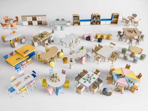 Children table and chairs 4 3D Model
