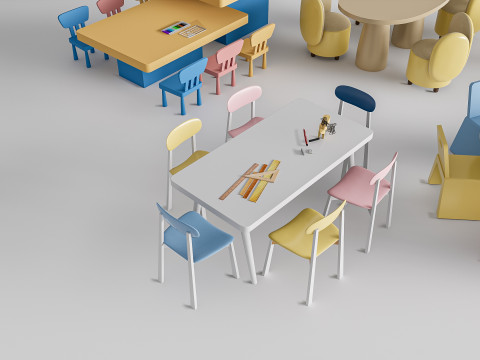 Children table and chairs 4 Modello 3D