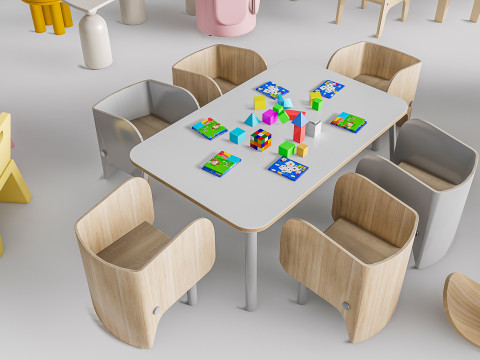 Children table and chairs 4 Modello 3D