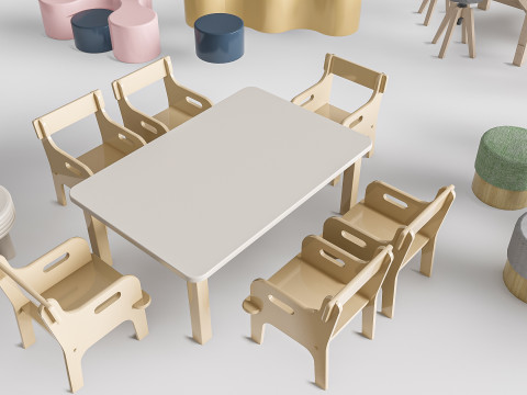 Children table and chairs 4 Modello 3D