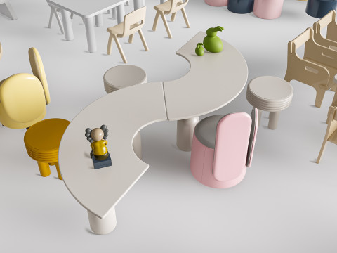 Children table and chairs 4 Modello 3D