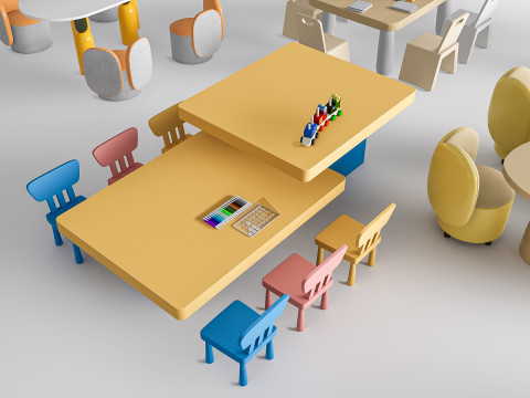 Children table and chairs 4 Modello 3D