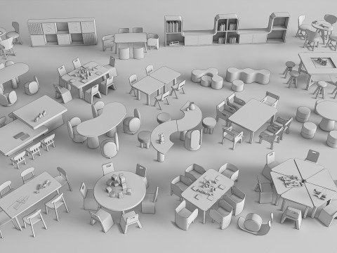 Children table and chairs 4 Modello 3D
