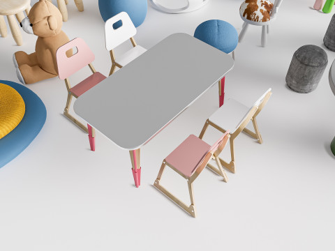 Children table and chairs 5 3D Модель