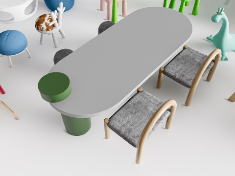 Children table and chairs 5 3D Модель