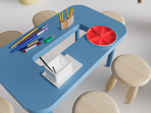 Children table and chairs 5 3D Модель