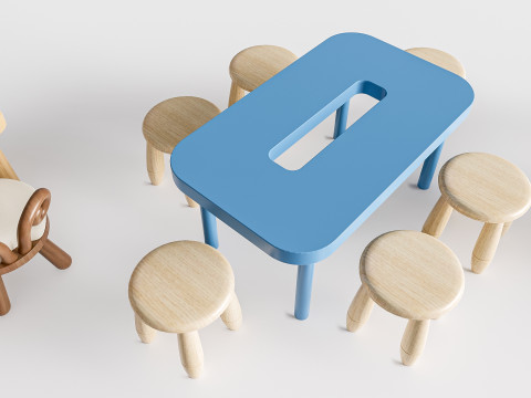Children table and chairs 5 3D Модель